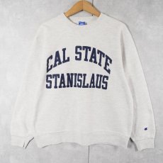 画像1: 80〜90's Champion USA製 青刺繍タグ 後期 前V "CAL STATE STANISLAUS" プリントスウェット XL (1)