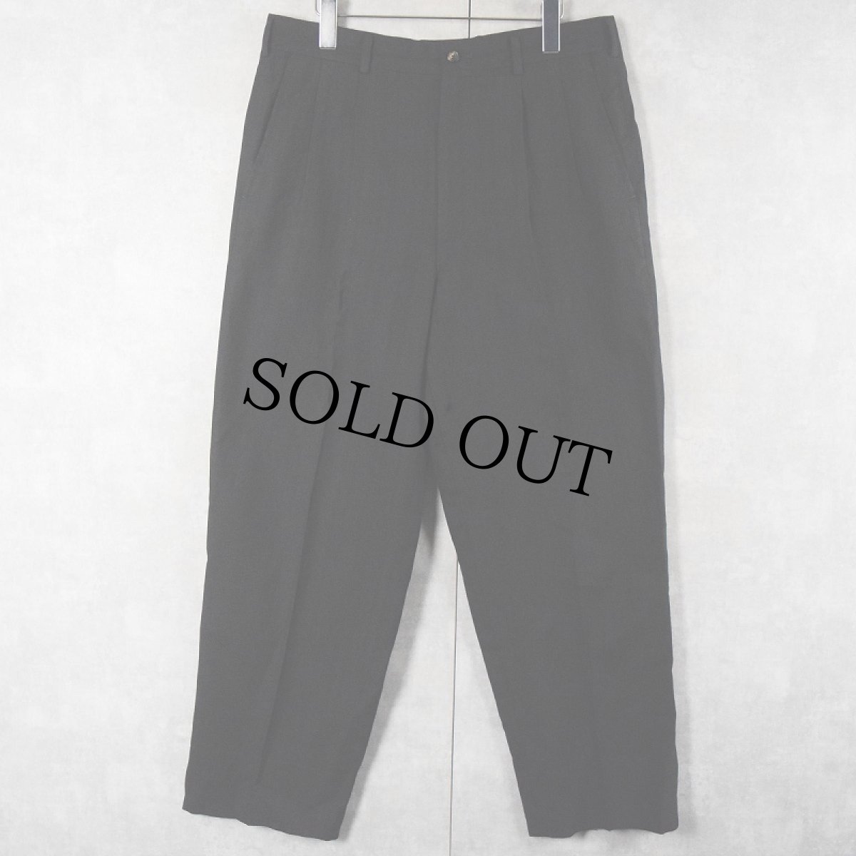 画像1: 90's COMME des GARCONS HOMME DEUX 2タック ストライプ柄織 ウールスラックス BLACK W34 (1)