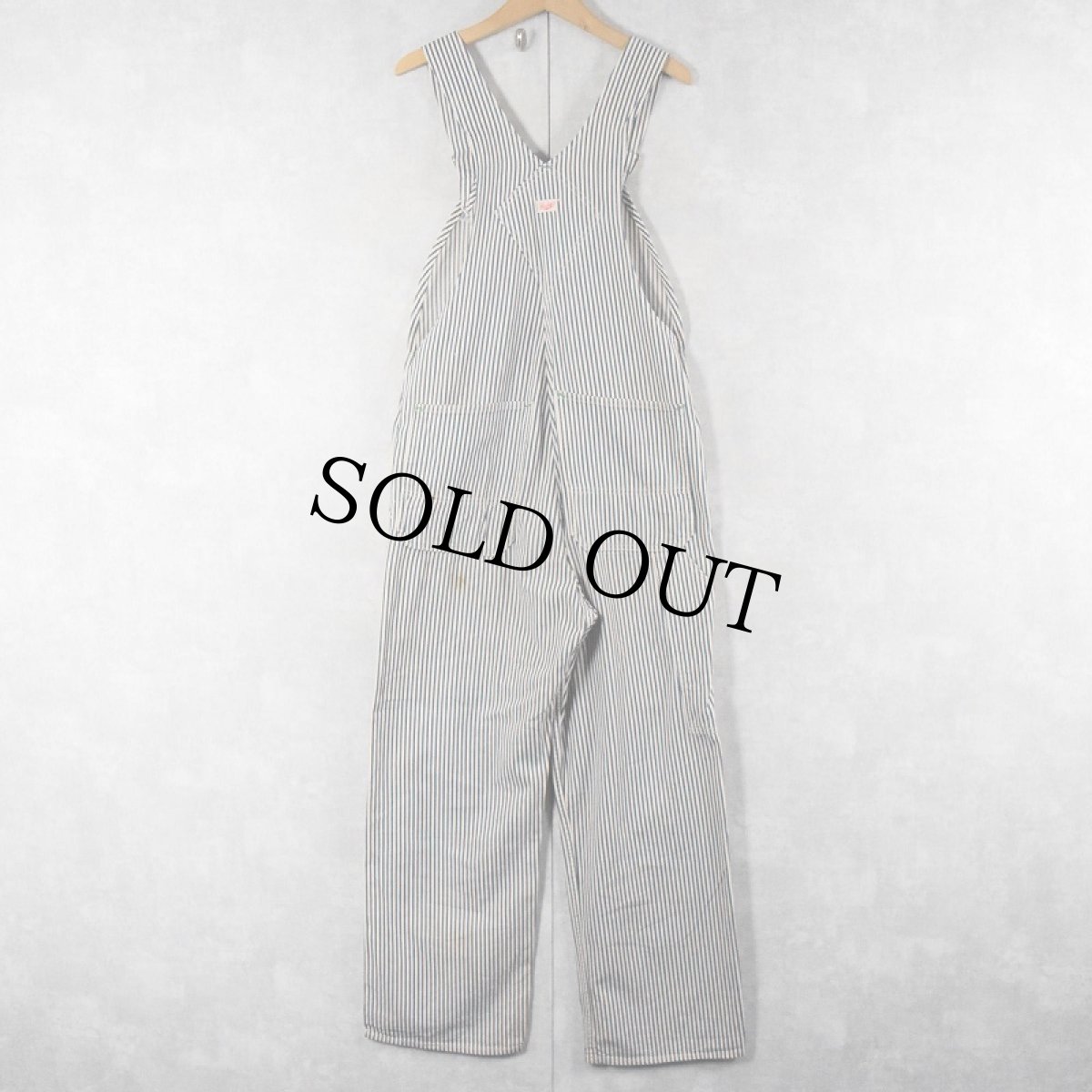 画像2: 40〜50's Sledge's ヒッコリーストライプ デニムオーバーオール W33 (2)