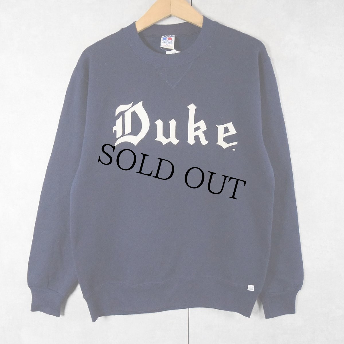 画像1: 90's RUSSELL ATHLETIC USA製 前V "Duke" プリントスウェット NAVY M (1)