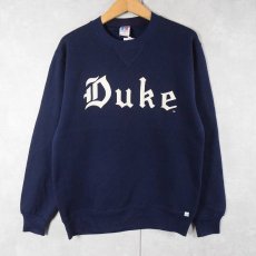 画像1: 90's RUSSELL ATHLETIC USA製 前V "Duke" プリントスウェット NAVY M (1)