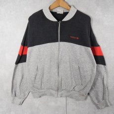 画像1: 80's adidas ロゴ刺繍 切り替えデザイン スウェットジップジャケット (1)