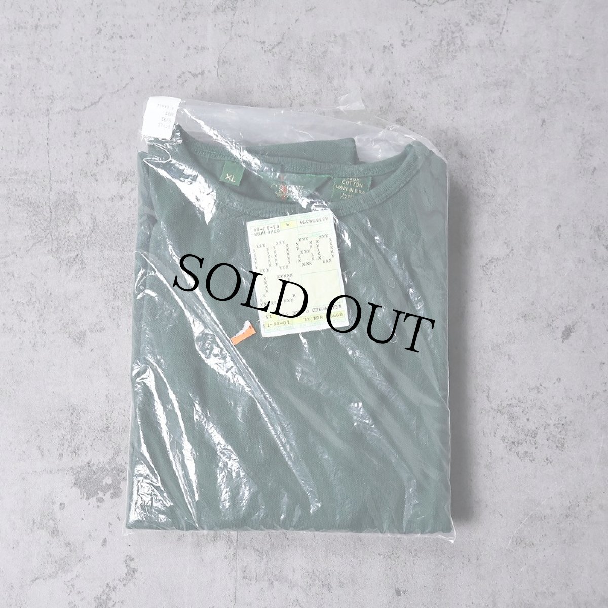 画像2: 【SALE】 90's J.CREW USA製 鹿の子無地Tシャツ GREEN DEADSTOCK XL (2)