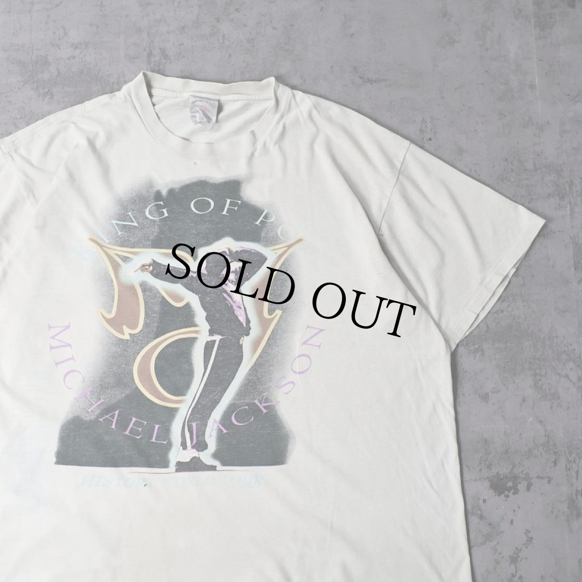 画像1: 90's MICHAEL JACKSON "KING OF POP HISTORY WORLD TOUR" ミュージシャンツアーTシャツ XL (1)
