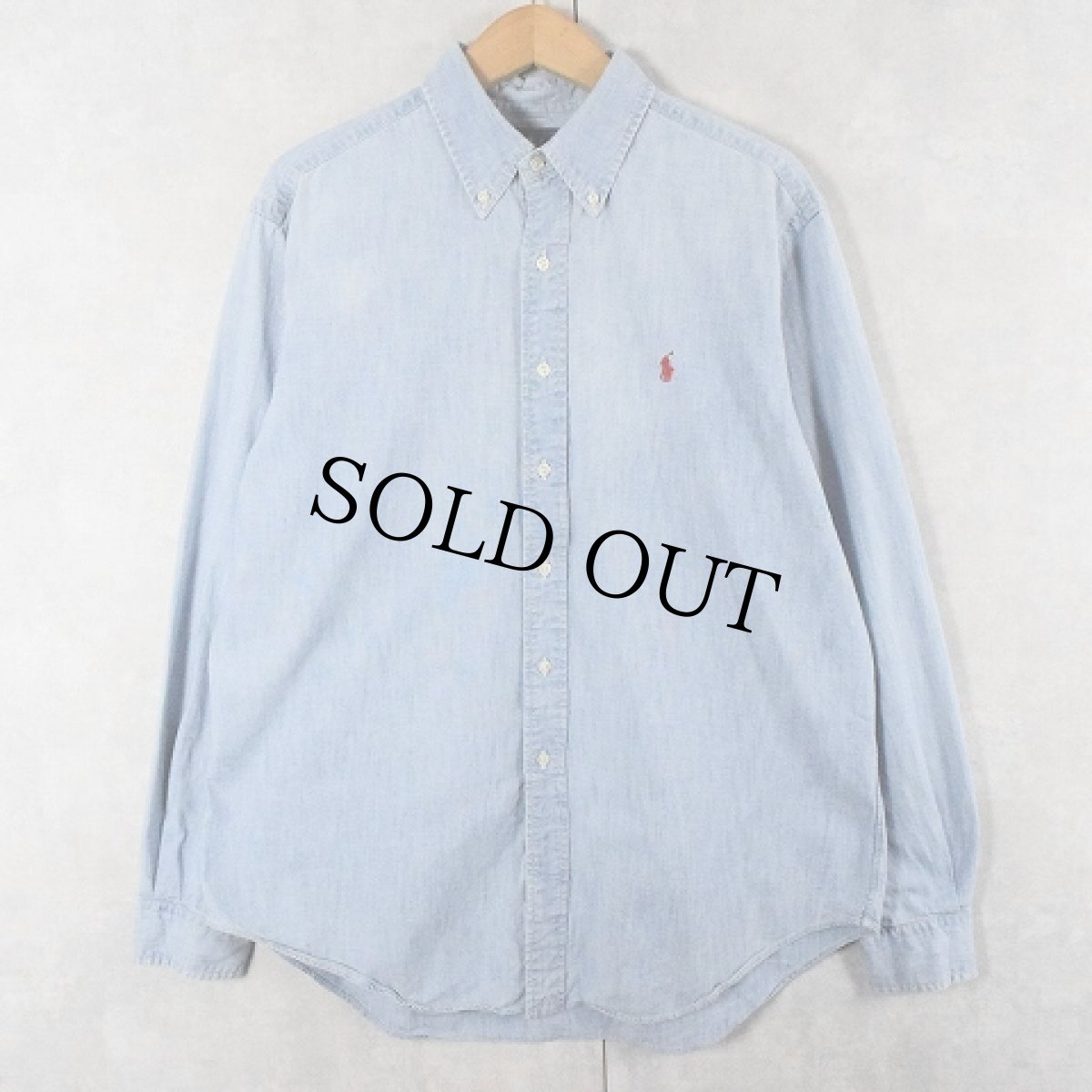 画像1: POLO Ralph Lauren "CLASSIC FIT" ボタンダウン シャンブレーシャツ L (1)