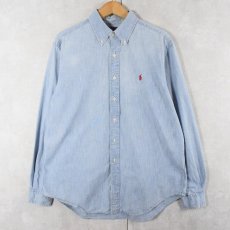 画像1: POLO Ralph Lauren "CLASSIC FIT" ボタンダウン シャンブレーシャツ L (1)