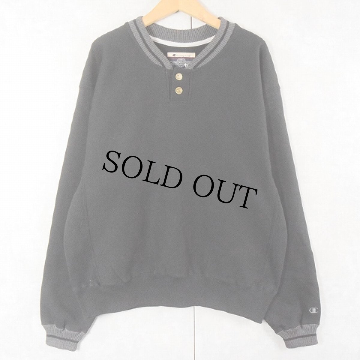 画像1: Champion REVERSE WEAVE ヘンリーネックスウェット BLACK L (1)