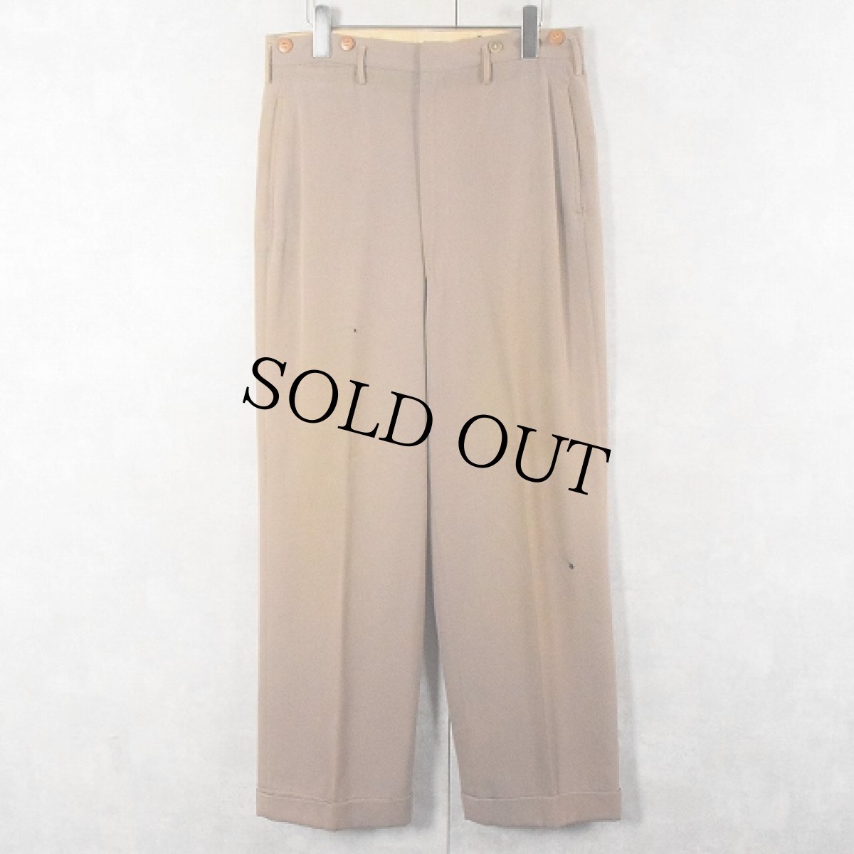 画像1: 40's UNKOWN ウールギャバジンスラックス W31 (1)