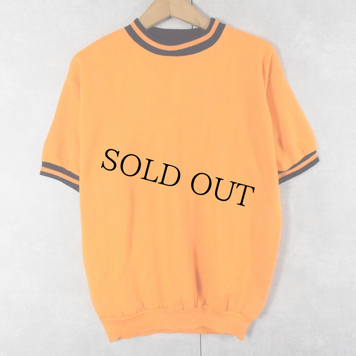 画像1: 【SALE】 70's Creslan Casual ボーダーリブ 半袖スウェット L (1)