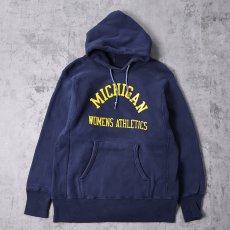 画像1: 70's Champion REVERSE WEAVE 青単色タグ USA製 "MICHIGAN WOMENS ATHLETICS" プリントスウェットフーディー S (1)
