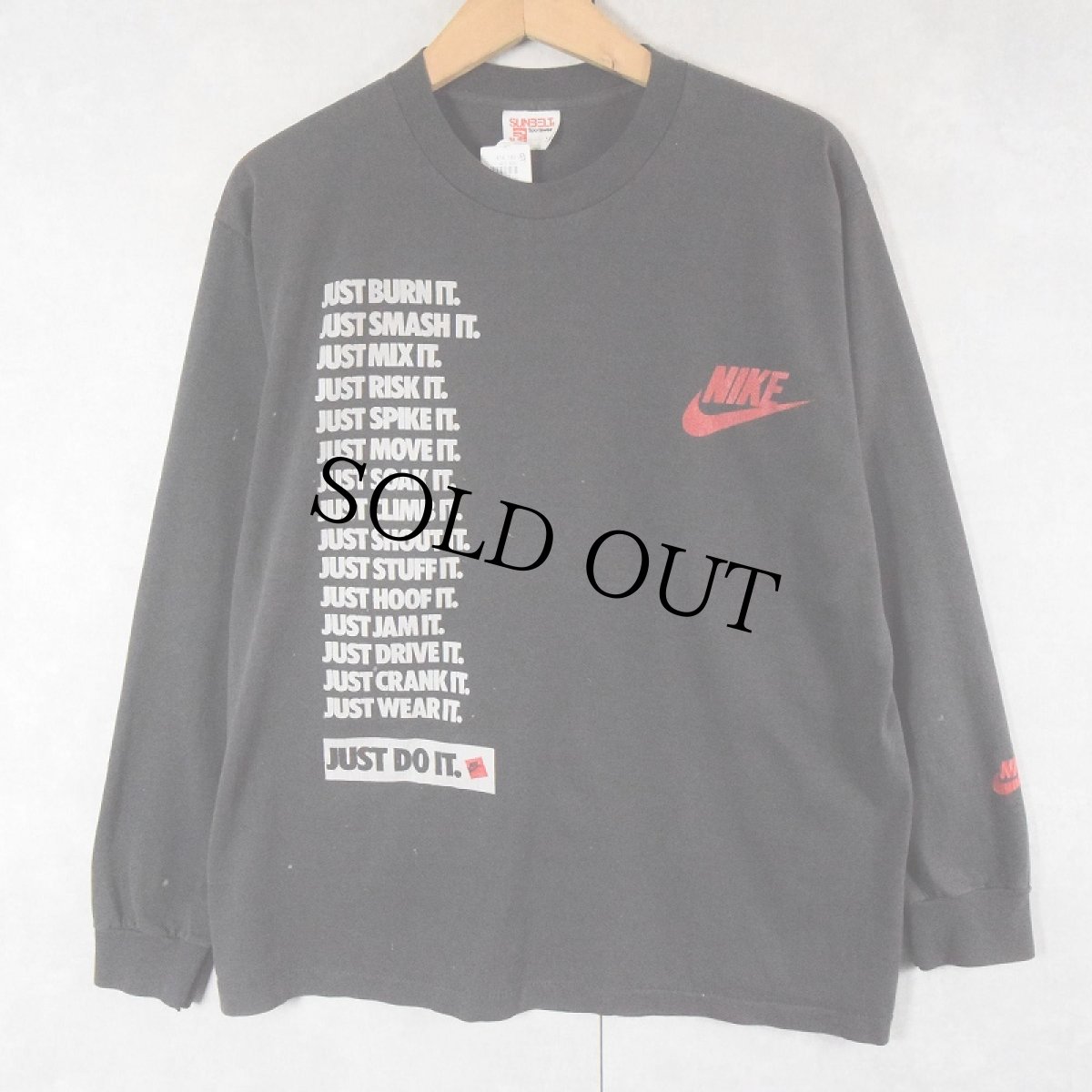 画像1: 70〜80's NIKE 社外タグ USA製 ロゴプリントロンT BLACK XL (1)
