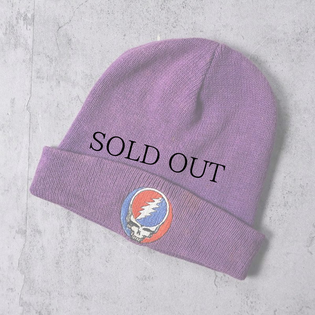 画像1: GRATEFUL DEAD USA製 ロックバンド ロゴ刺繍 コットンニットキャップ (1)