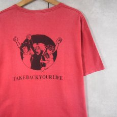 画像2: 90's "FUCK OFF PATRIARCHY TAKE BACK YOUR LIFE" メッセージプリントTシャツ L (2)