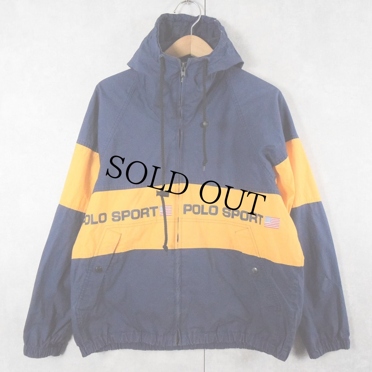 画像1: 90's POLO SPORT Ralph Lauren コットンジップパーカー NAVY S (1)