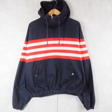 画像1: 90's POLO Ralph Lauren ボーダー柄 コットンパーカー NAVY L (1)