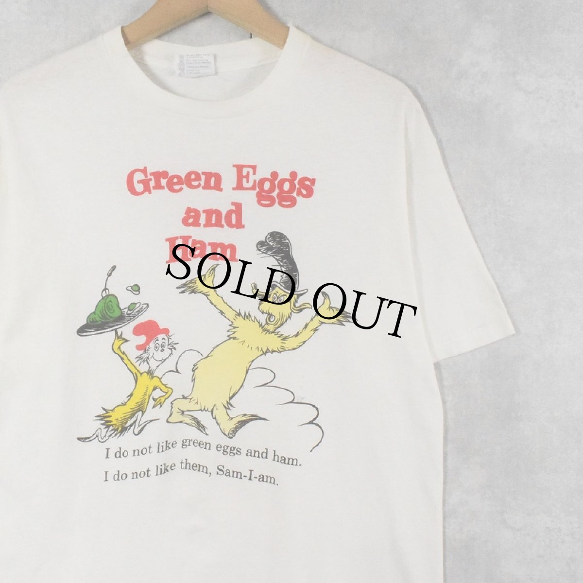 画像1: 80's Dr.Seuss USA製 "Green Eggs and Ham" キャラクタープリントTシャツ L (1)