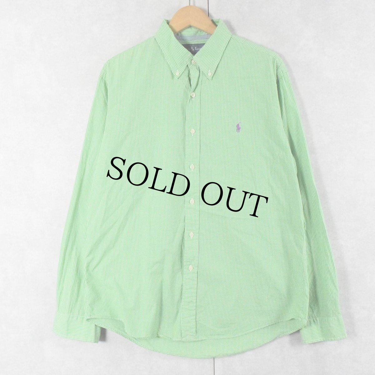 画像1: Ralph Lauren "CUSTOM FIT" ギンガムチェック柄 コットンボタンダウンシャツ L (1)