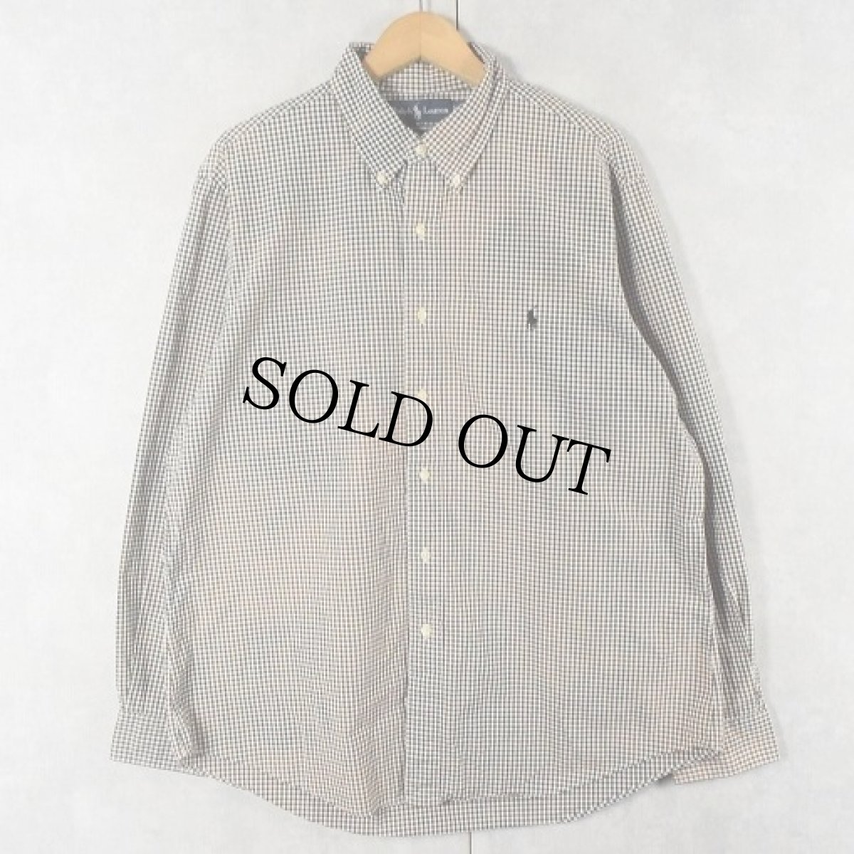 画像1: Ralph Lauren "CUSTOM FIT" ギンガムチェック柄 コットンボタンダウンシャツ SIZE17 (1)