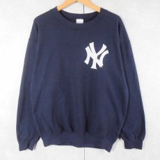 画像1: New York Yankees ロゴプリントスウェット NAVY M (1)