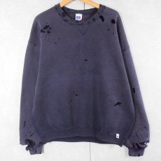 画像1: RUSSELL ATHLETIC 前V フェードスウェット NAVY XL (1)
