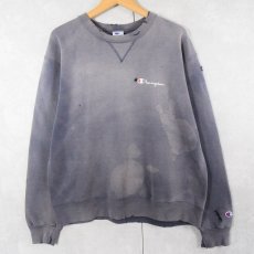 画像1: 80〜90's Champion USA製 青刺繍タグ 後期 前V ロゴ刺繍 フェードスウェット L (1)