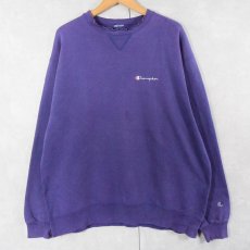 画像1: Champion 前V ロゴ刺繍 フェードスウェット NAVY (1)