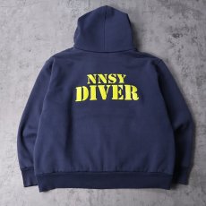 画像1: 90's CAMBER USA製 "NNSY DIVER" 裏サーマル ヘビーウェイトスウェットフーディー NAVY (1)
