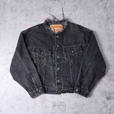 画像1: 90's Levi's 70598 USA製 カットオフ ブラックデニムジャケット LARGE (1)