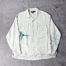 画像1: POLO Ralph Lauren "STEWARD" 襤褸 レーヨンオープンカラーシャツ XL (1)