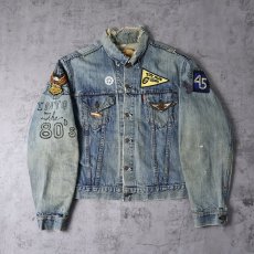 画像2: 70's Levi's 70505 バイカー ハンドペイント ワッペンカスタム デニムジャケット (2)