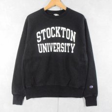 画像1: Champion REVERSE WEAVE "STOCKTON UNIVERSITY" プリントスウェット BLACK S (1)