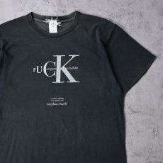 画像1: morphius records "FUCK corporate fashion bullshit" パロディプリント レコードレーベルTシャツ BLACK L (1)