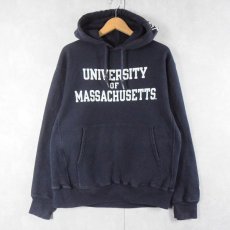 画像1: 2000's〜 Champion REVERSE WEAVE "UNIVERSITY OF MASSACHUSETTS" プリントスウェットフーディー NAVY M (1)