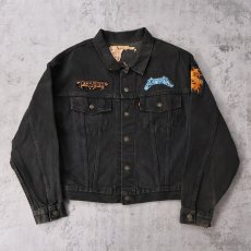 画像1: 90's〜 Levi's 70598 ロックバンドワッペンカスタム ブラックデニムジャケット  (1)