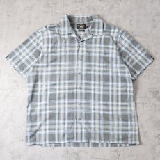 画像1: Ralph Lauren RRL チェック柄 猫目ボタン コットン×レーヨン オープンカラーシャツ L (1)