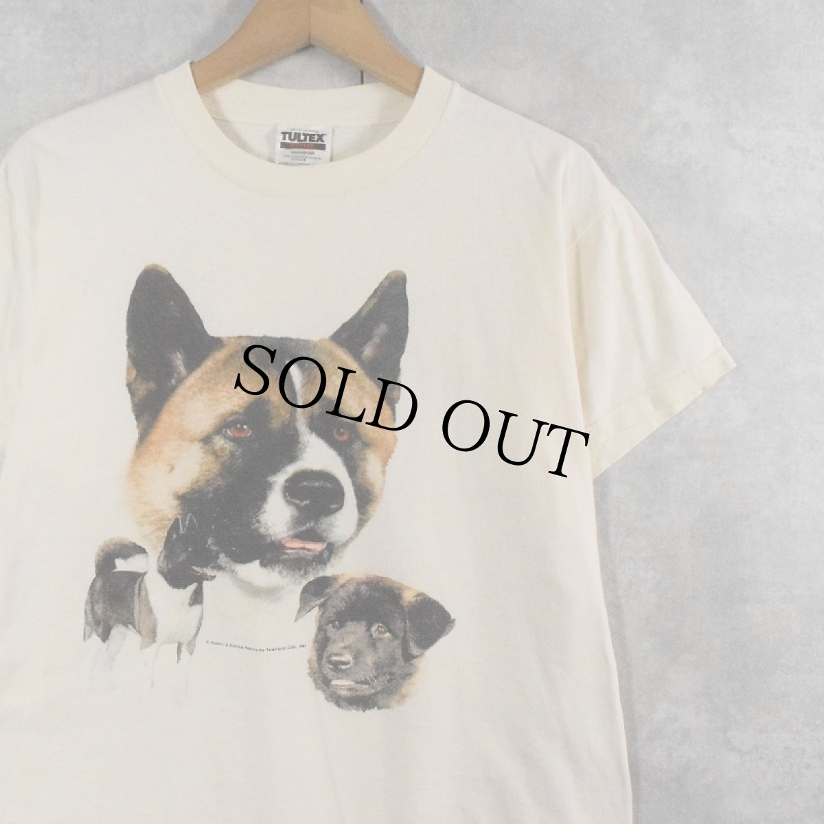 画像1: 90's〜 犬プリントTシャツ M (1)