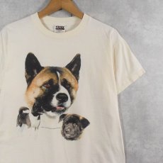 画像1: 90's〜 犬プリントTシャツ M (1)