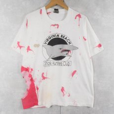 画像1: 90's USA製 "Shark Hunters Club" ギミック サメプリントTシャツ XL (1)