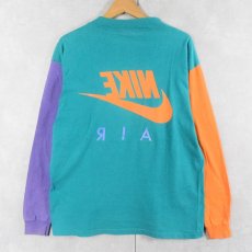 画像2: 90's NIKE 銀タグ USA製 ロゴプリント マルチカラーロンT M (2)