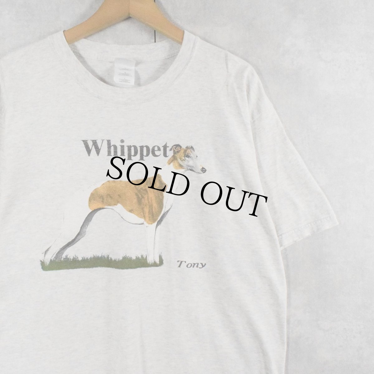 画像1: "Whippet" 犬プリントTシャツ L (1)