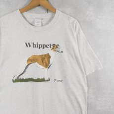 画像1: "Whippet" 犬プリントTシャツ L (1)