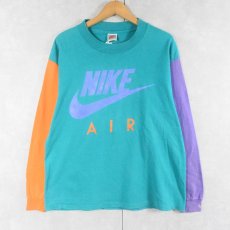 画像1: 90's NIKE 銀タグ USA製 ロゴプリント マルチカラーロンT M (1)