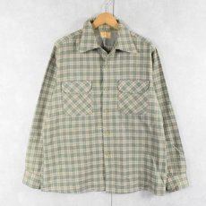 画像1: 70's PENDLETON チェック柄 ウールオープンカラーシャツ L (1)