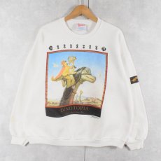画像1: 90's DINOTOPIA USA製 ファンタジー本プリントスウェット XL (1)