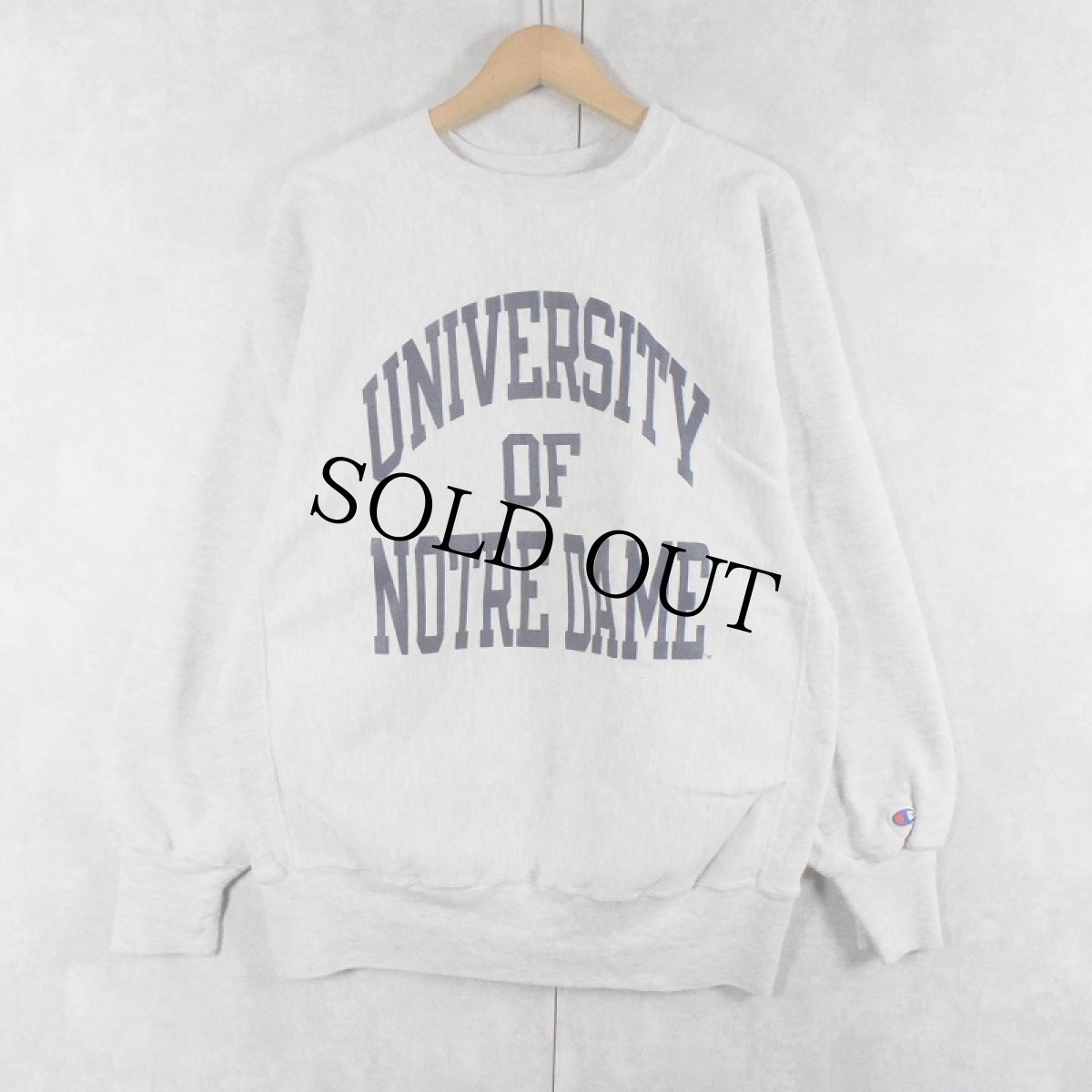 画像1: 90's Champion REVERSE WEAVE USA製 "UNIVERSITY OF NOTRE DAME" プリントスウェット XL (1)