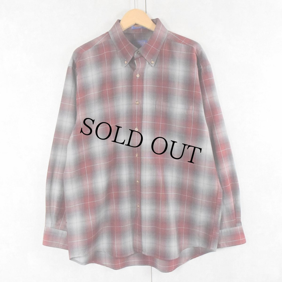 画像1: PENDLETON オンブレーチェック柄 ウールボタンダウンシャツ L (1)