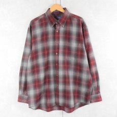 画像1: PENDLETON オンブレーチェック柄 ウールボタンダウンシャツ L (1)