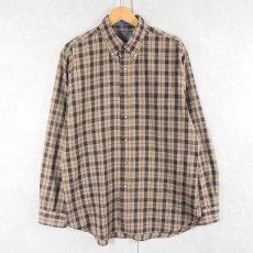 画像1: 80's PENDLETON USA製 チェック柄 ウールボタンダウンシャツ L (1)