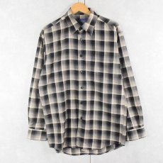 画像1: PENDLETON オンブレーチェック柄 ウールシャツ M (1)