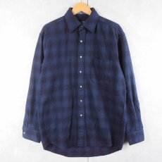 画像1: 90's PENDLETON チェック柄 ウールシャツ M (1)